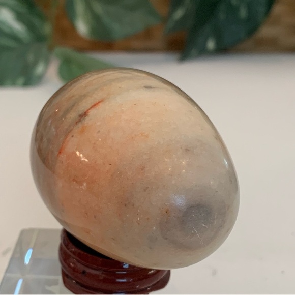 Banded Calcite Crystal Carved Egg Polished Onyx Healing Chakra Stone W Stand 2.5 - Picture 12 of 15